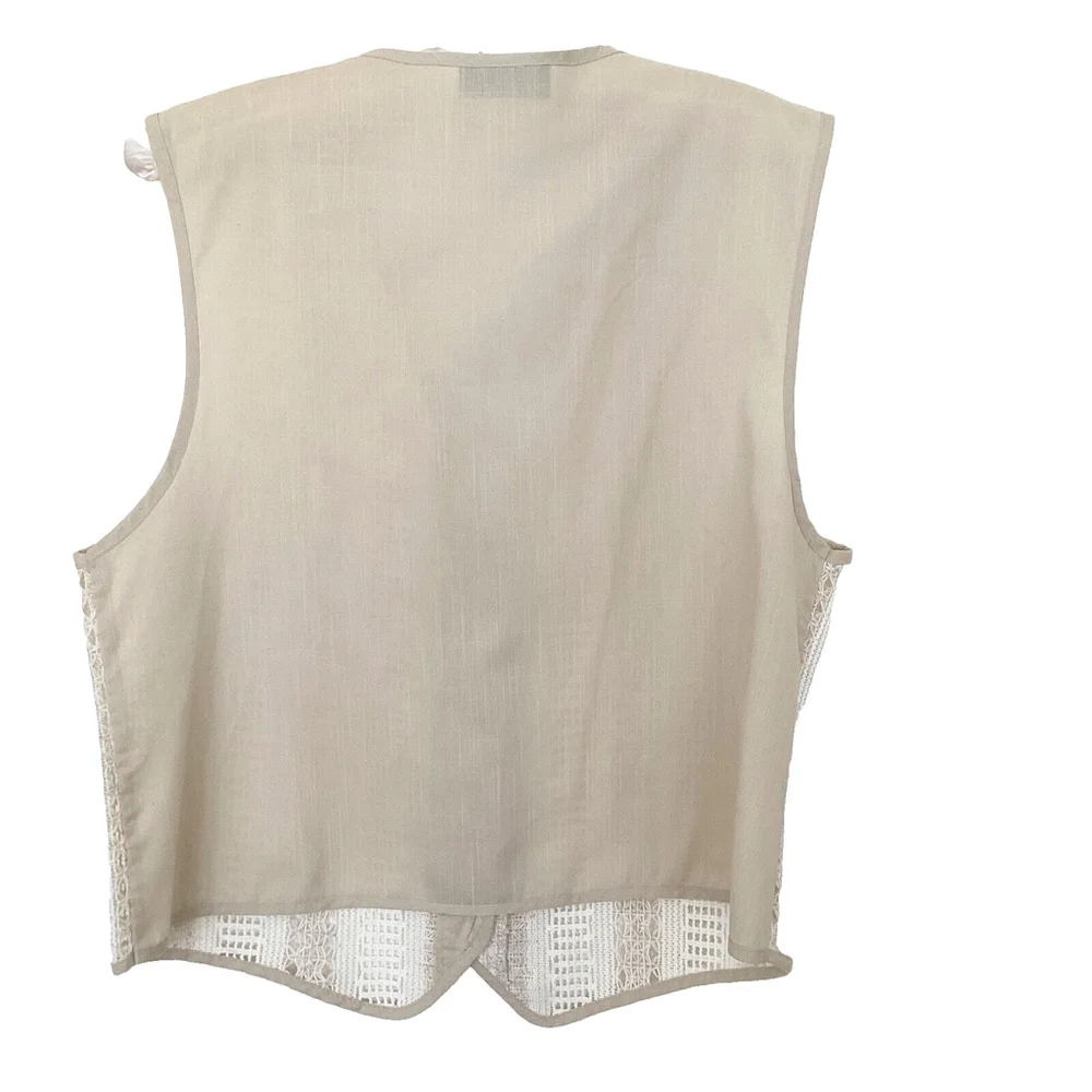 Jessica Michelle Beige & Cream Open Weave Lightweight Vest Size M - Picture 4 of 6